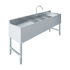 72 in. x 19 in. Three Compartment Underbar Sink with Two Drainboards and Faucet