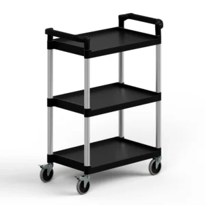 32 in. x 16 in. Black Utility / Bussing Cart with Three Shelves