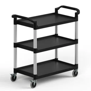 42 in. x 20 in. Black Utility / Bussing Cart with Three Shelves