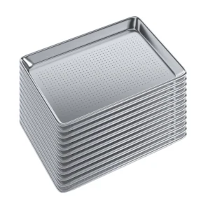 13 in. x 18 in. 19 Gauge Half Size Perforated Aluminum Bun / Sheet Pan. Pack of 12