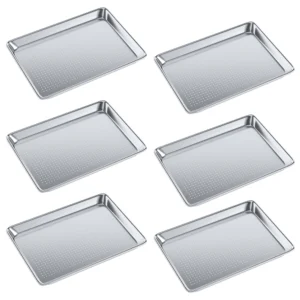 13 in. x 18 in. 19 Gauge Half Size Perforated Aluminum Bun Pan. Pack of 6