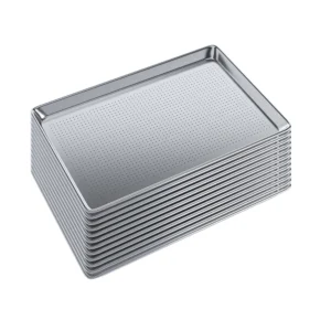 18 in. x 26 in. 19 Gauge Full Size Perforated Aluminum Bun / Sheet Pan. Pack of 12