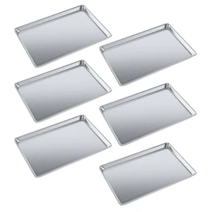 18 in. x 26 in. 19 Gauge Full Size Perforated Aluminum Bun / Sheet Pan. Pack of 6