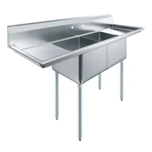 18" X 18" X 12" with 18" Left and Right Drainboards Two Compartment Stainless Steel Commercial Prep & Utility Sink