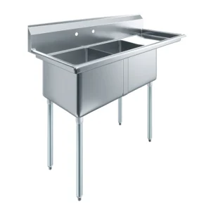 18" X 18" X 12" with 18" Right Drainboard Two Compartment Stainless Steel Commercial Prep & Utility Sink