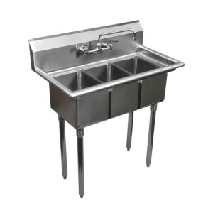 10" X 14" X 10" Three Compartment Sink With Faucet