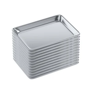 13 in. x 10  in. 19 Gauge Quarter Size Aluminum Bun / Sheet Pan. Pack of 12