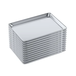 13 in. x 18 in. 19 Gauge Half Size Aluminum Bun / Sheet Pan.  Pack of 12