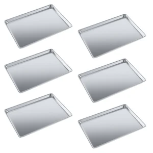 18 in. x 26 in. 19 Gauge Full Size Aluminum Bun / Sheet Pan.  Pack of 6