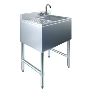 10" X 14" X 10" One Compartment Under Bar Sink With 12" Left Drainboard and Faucet