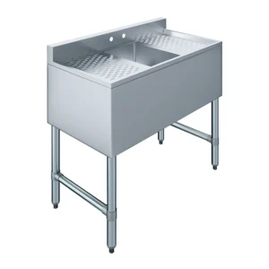 36 in. x 19 in. One Compartment Underbar Sink With Left and Right Drainboards