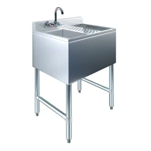 10" X 14" X 10" One Compartment Under Bar Sink With 12" Right Drainboard and Faucet