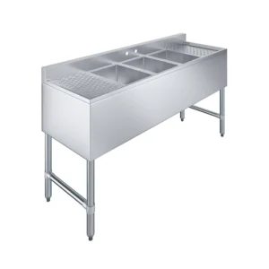 60 in. x 19 in. Three Compartment Underbar Sink with Right and Left Drainboards