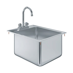 Stainless Steel 1 Compartment Drop-In Sink. Bowl 14 in. x 16 in. x 10 in. With Faucet