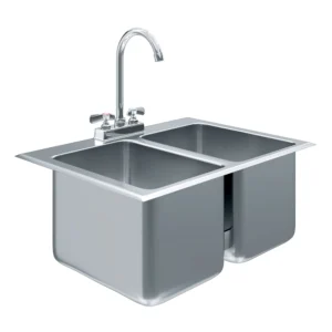 10" X 14" X 10" Stainless Steel Two Compartment Drop in Sink With Faucet
