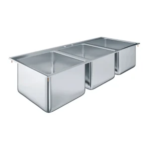 Stainless Steel 3 Compartment Drop-In Sink. Bowl 14 in. x 16 in. x 10 in.