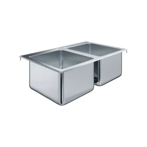 Stainless Steel 2 Compartment Drop-In Sink. Bowl 14 in. x 16 in. x 10 in.