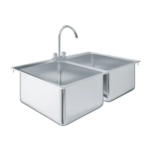 Stainless Steel 2 Compartment Drop-In Sink. Bowl 16 in. x 20 in. x 12 in. With Faucet
