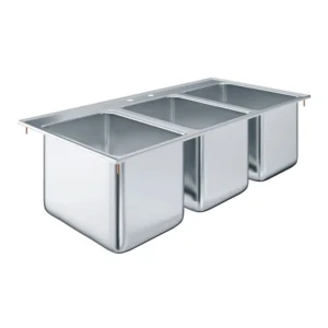 10" X 14" X 10" Stainless Steel Three Compartment Drop in Sink