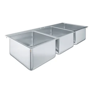 Stainless Steel 3 Compartment Drop-In Sink. Bowl 16 in. x 20 in. x 12 in.