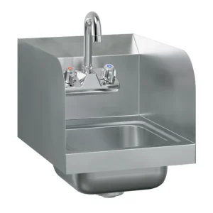 12" X 16" Stainless Steel Wall Mount Hand Sink with Gooseneck Faucet and Sidesplash