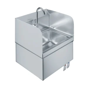 Stainless Steel Hands-Free Wall-Mounted Hand Sink 17 in. x 15 in. With Side Splash and With Gooseneck Faucet