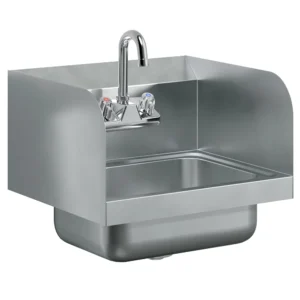 17" X 15" Stainless Steel Wall Mount Hand Sink with Gooseneck Faucet and Sidesplash