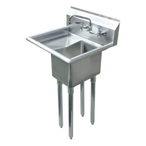 10" X 14" X 10" with 10" Left Drainboard with Faucet One Compartment Stainless Steel Commercial Prep & Utility Sink