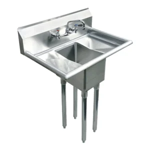 10" X 14" X 10" with 10" Left and Right Drainboards with Faucet One Compartment Stainless Steel Commercial Prep & Utility Sink