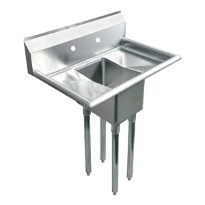 10" X 14" X 10" with 10" Left and Right Drainboards One Compartment Stainless Steel Commercial Prep & Utility Sink