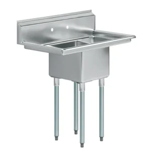 38 in. x 22 in. Stainless Steel One Compartment Sink Dual 12 in. Drainboards