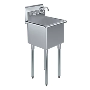 15" X 15" One Compartment Stainless Steel Prep & Utility Sink With Faucet