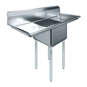 18" X 18" X 12" with 18" Left and Right Drainboards One Compartment Stainless Steel Commercial Prep & Utility Sink