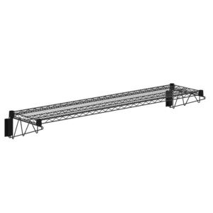 14 in. x 60 in. Black Epoxy Wall Mount Wire Shelf With Brackets
