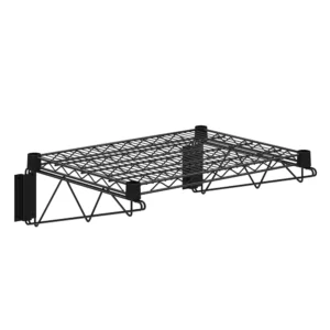 18 in. x 24 in. Black Epoxy Wall Mount Wire Shelf With Brackets