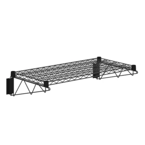 18 in. x 36 in. Black Epoxy Wall Mount Wire Shelf With Brackets