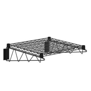 24 in. x 24 in. Black Epoxy Wall Mount Wire Shelf With Brackets
