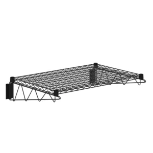 24 in. x 36 in. Black Epoxy Wall Mount Wire Shelf With Brackets