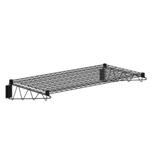 24 in. x 48 in. Black Epoxy Wall Mount Wire Shelf With Brackets