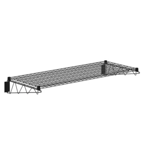 24 in. x 60 in. Black Epoxy Wall Mount Wire Shelf With Brackets