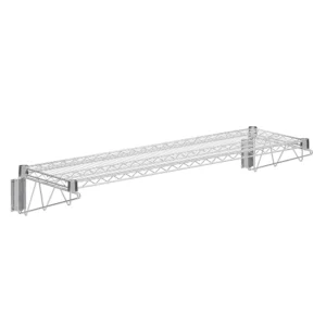14 in. x 48 in. Chrome Wall Mount Wire Shelf With Brackets