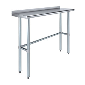 14" X 48" Stainless Steel Work Table Open Base with 1.5" Backsplash