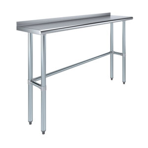 14" X 60" Stainless Steel Work Table Open Base with 1.5" Backsplash