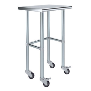 18" X 24" Stainless Steel Work Table With Open Base & Wheels
