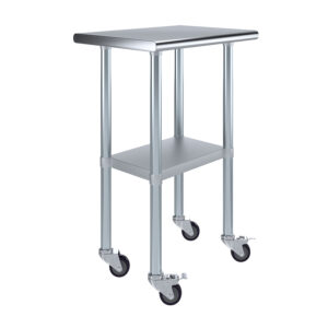 18" X 24" Stainless Steel Work Table With Undershelf & Wheels