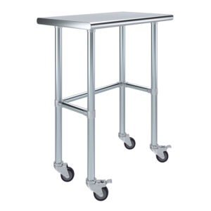 18" X 30" Stainless Steel Work Table With Open Base & Wheels