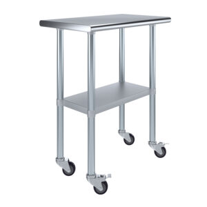 18" X 30" Stainless Steel Work Table With Undershelf & Wheels