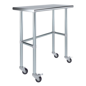 18" X 36" Stainless Steel Work Table With Open Base & Wheels