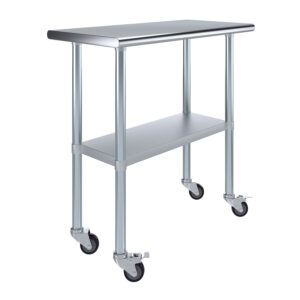18" X 36" Stainless Steel Work Table With Undershelf & Wheels