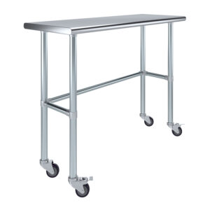 18" X 48" Stainless Steel Work Table With Open Base & Wheels